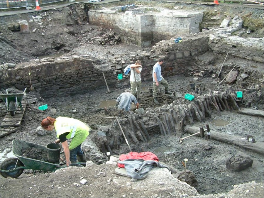 Archaeologists from Sheila Lane & Associates digging at the Grand Parade City Car Park 2004, picture: Kieran McCarthy