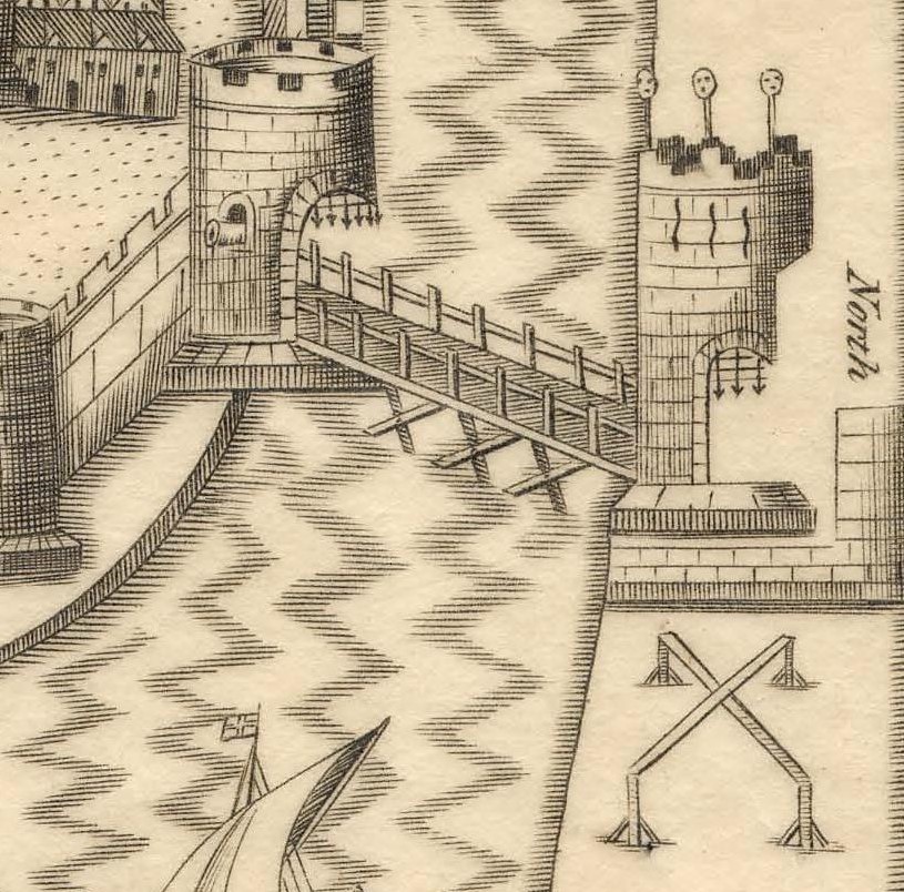 North Gate Drawbridge, late sixteenth century as depicted in Sir George Carew’s Pacata Hibernia (source: Kieran McCarthy)