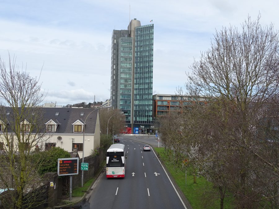 Elysian Tower, Former site of railway yards of Cork-Bandon Terminus Cork, present day (picture: Kieran McCarthy)﻿