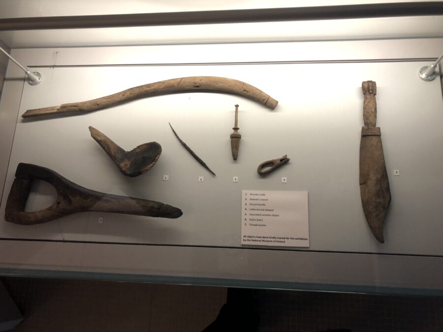 Wooden objects discovered at former Beamish and Crawford site, now on display in Cork Public Museum, courtesy of the National Museum, Dublin