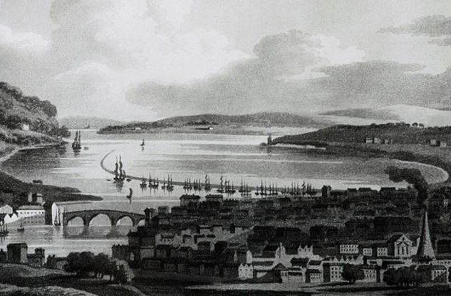 Close-up of Navigation Wall from Thomas Sautell Roberts and his painting entitled City of Cork, c. 1790 (source: Crawford Art Gallery)