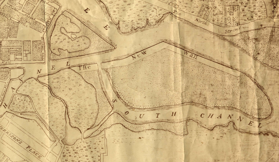 The New Wall, from O’Connor’s Map of Cork, 1774 (source: Cork City Library)