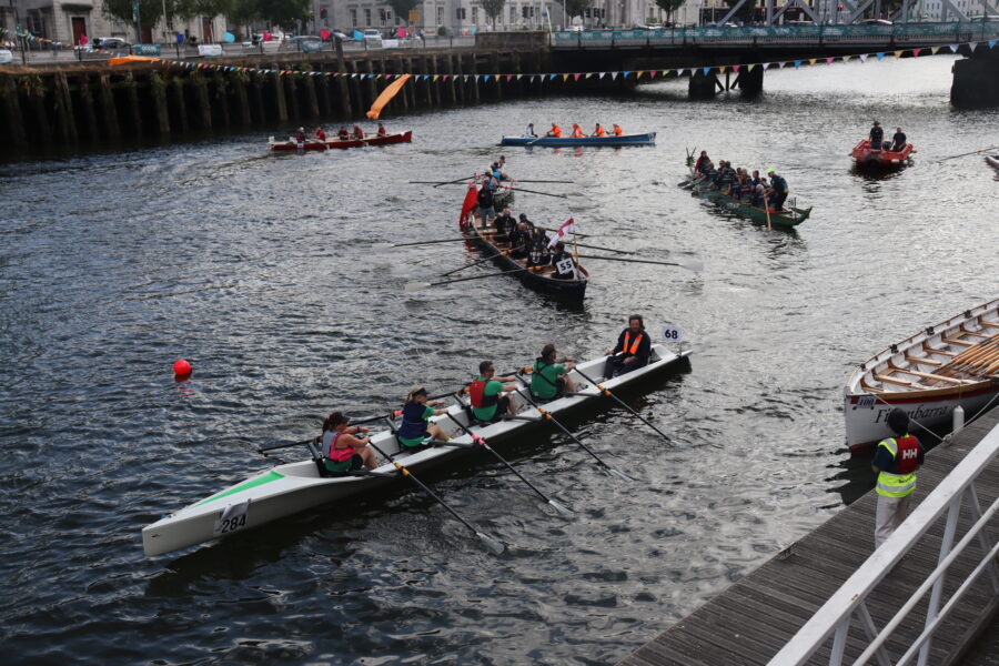 Finish line, Ocean to City Rowing Race as part of the Cork Harbour Festival, Late May 2025 (picture: Kieran McCarthy)